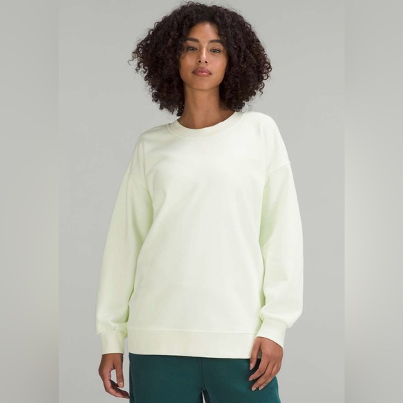 lululemon athletica Tops - Lululemon Perfectly Oversized Crew Neck Sweater XL/XXL Light Green & Grey